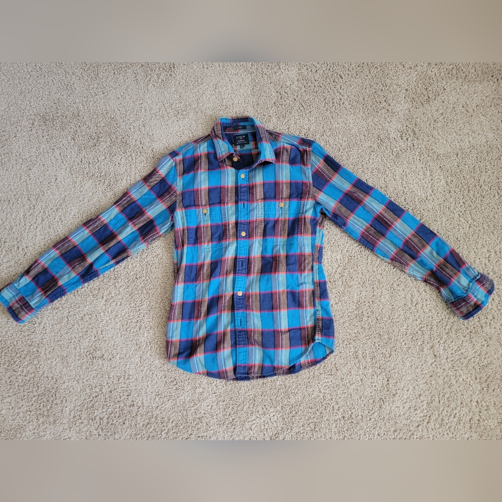 J. Crew Blue and Red Flannel Button Down Shirt